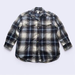 Flannel Plaid Button-Up Shirt